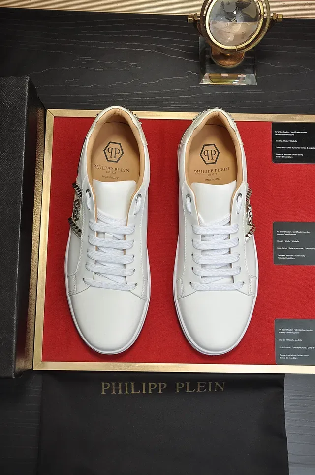 Philipp Plein White Studded PP Logo Platform Lifestyle Sneakers 9