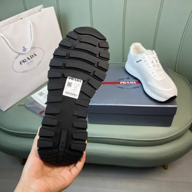 Prada Beige Black Mesh Upper Sculpted Platform Sole Chunky Sneakers 2