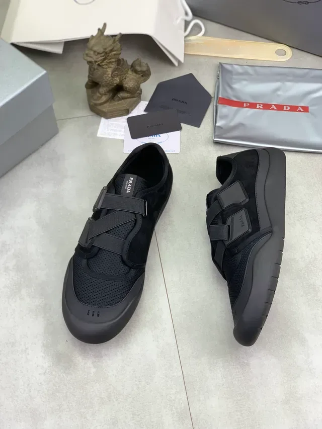 Prada Black Slip-On Mesh Upper Lifestyle Sneakers 4