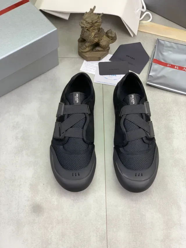 Prada Black Slip-On Mesh Upper Lifestyle Sneakers 5