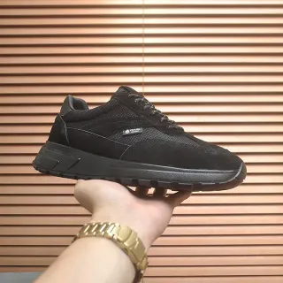 Prada Black Suede and Mesh Low-Top Lifestyle Sneaker