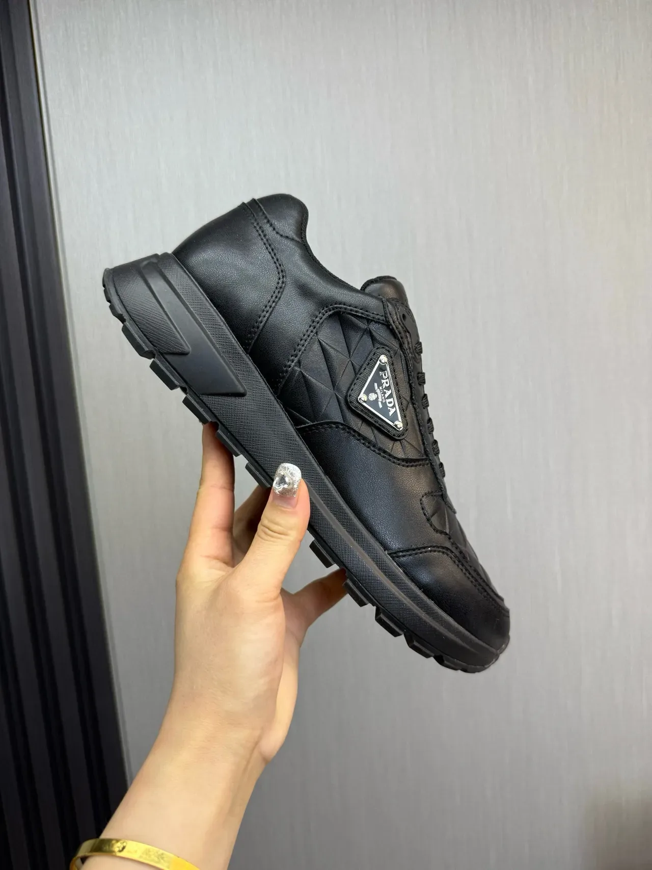 Prada Cloudbust Black Quilted Leather Upper Triangular Logo Plaque Lifestyle Sneakers 6