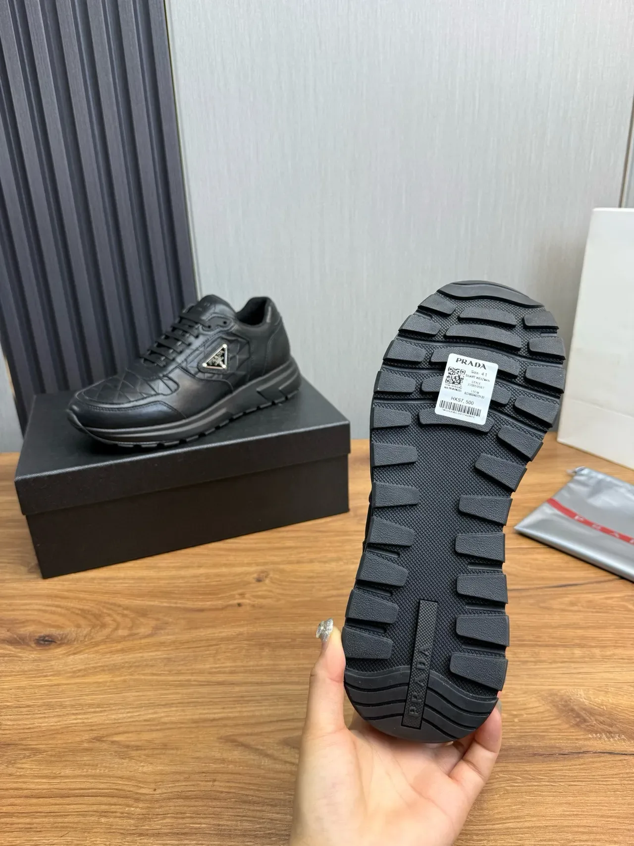 Prada Cloudbust Black Quilted Leather Upper Triangular Logo Plaque Lifestyle Sneakers 10