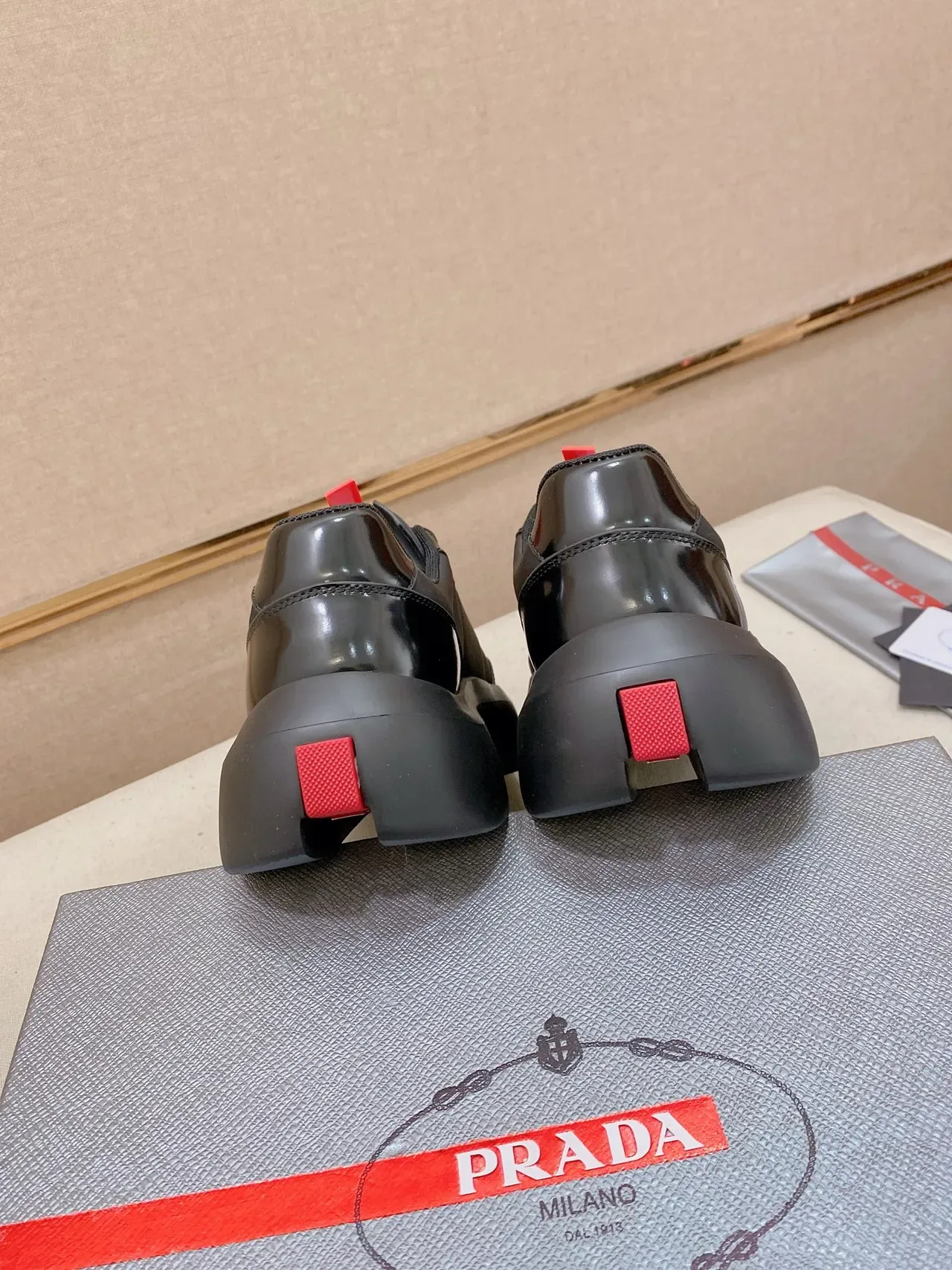 Prada Cloudbust Black Red Low-Top Platform Sole Chunky Sneakers 3