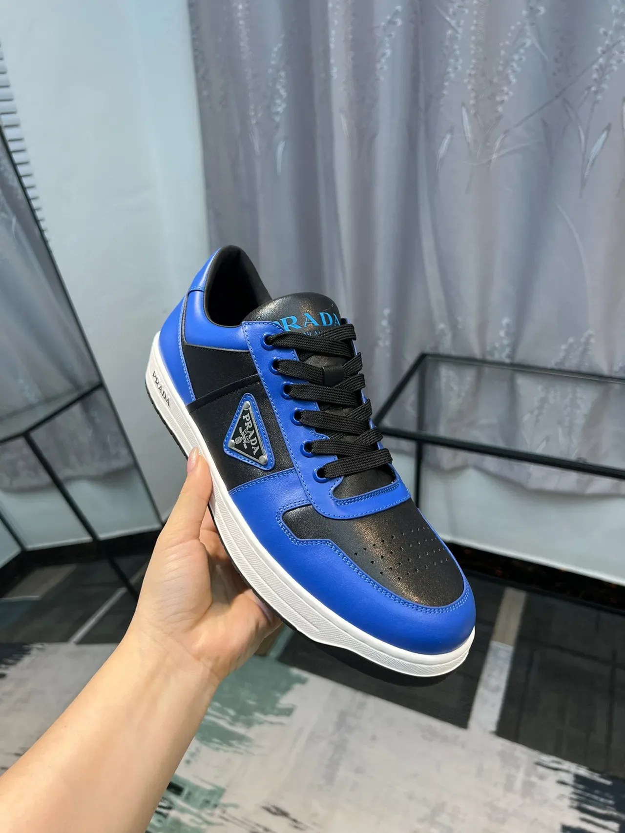 Prada Cloudbust Blue and Black Leather Lifestyle Sneakers 6
