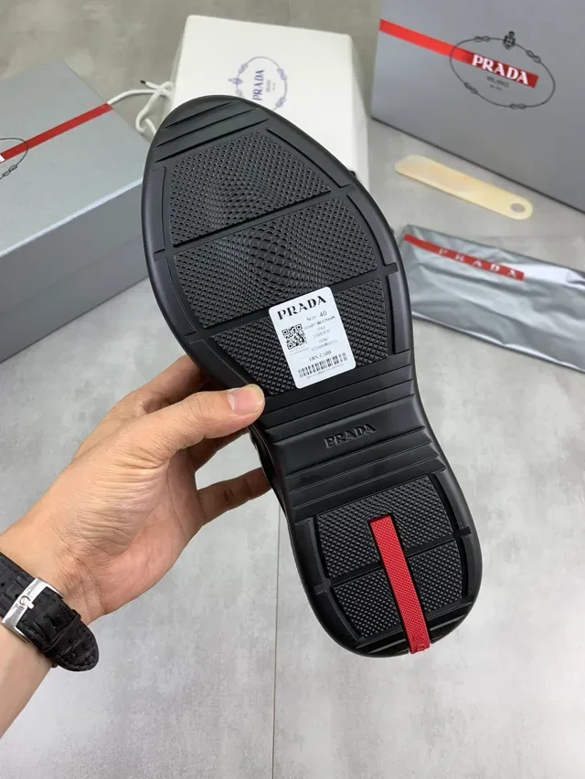 Prada Cloudbust Gray Mesh and Leather Lifestyle Sneakers 2