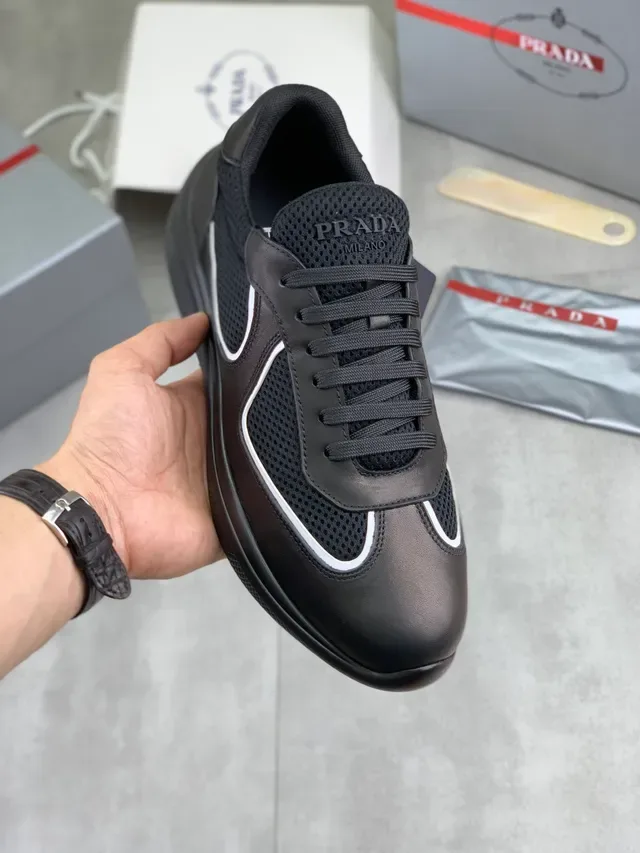 Prada Cloudbust Gray Mesh and Leather Lifestyle Sneakers 6
