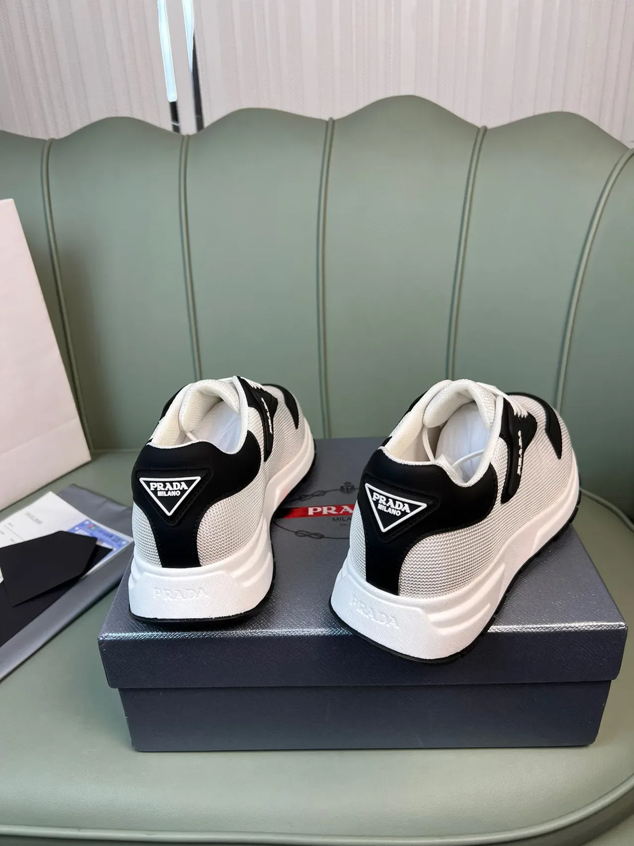 Prada Cloudbust Off-White and Black Chunky Sneakers 6