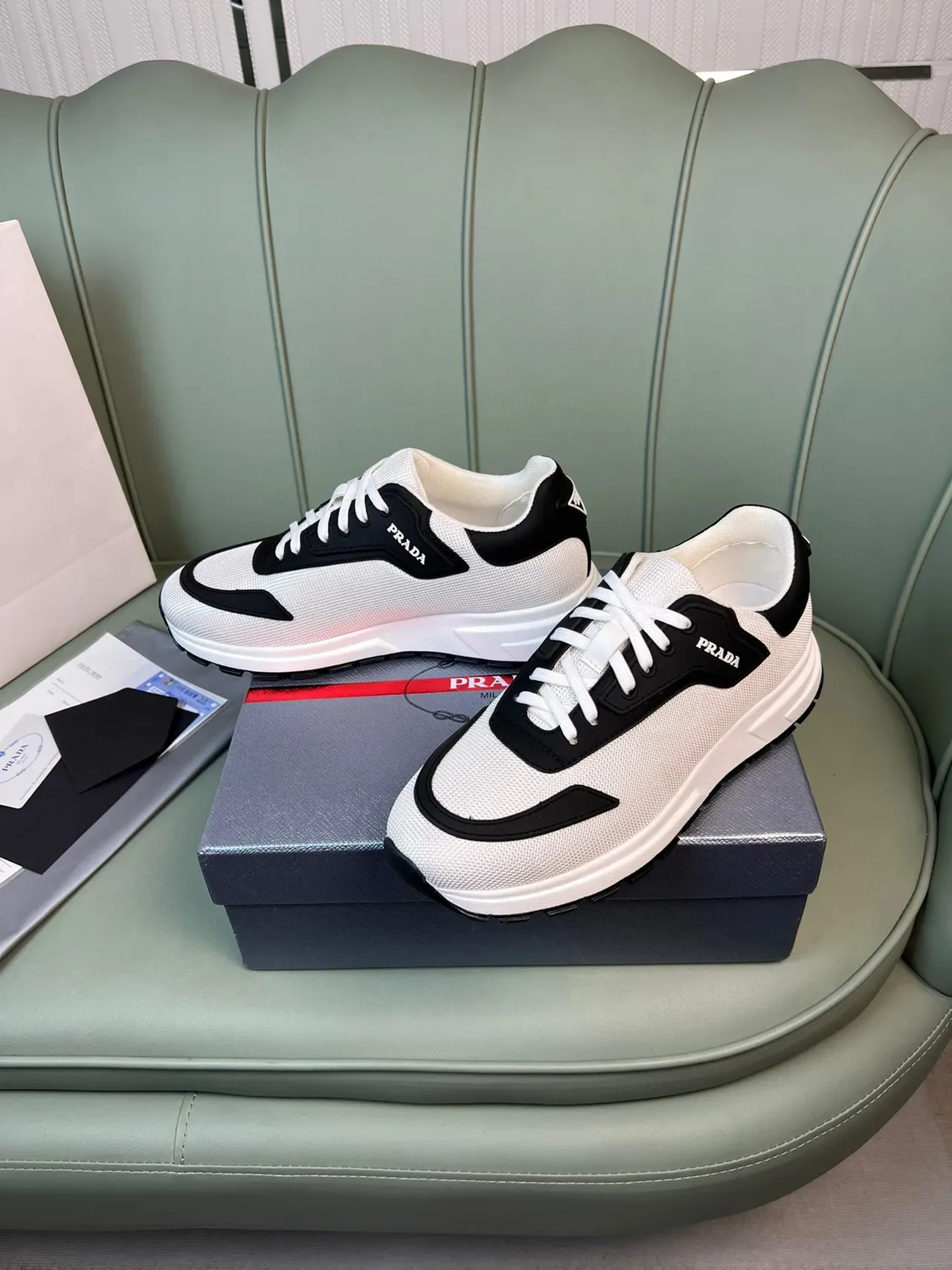 Prada Cloudbust Off-White and Black Chunky Sneakers 8