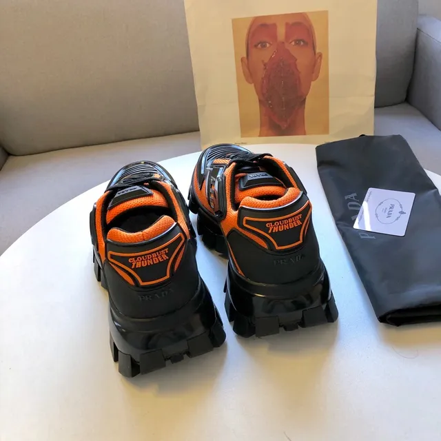 Prada Cloudbust Orange and Black Chunky Sneakers 3