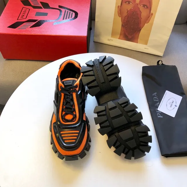 Prada Cloudbust Orange and Black Chunky Sneakers 4