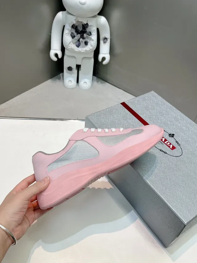 Prada Cloudbust Tênis Lifestyle Rosa Cinza Low Top Upper de Materiais Mistos 5