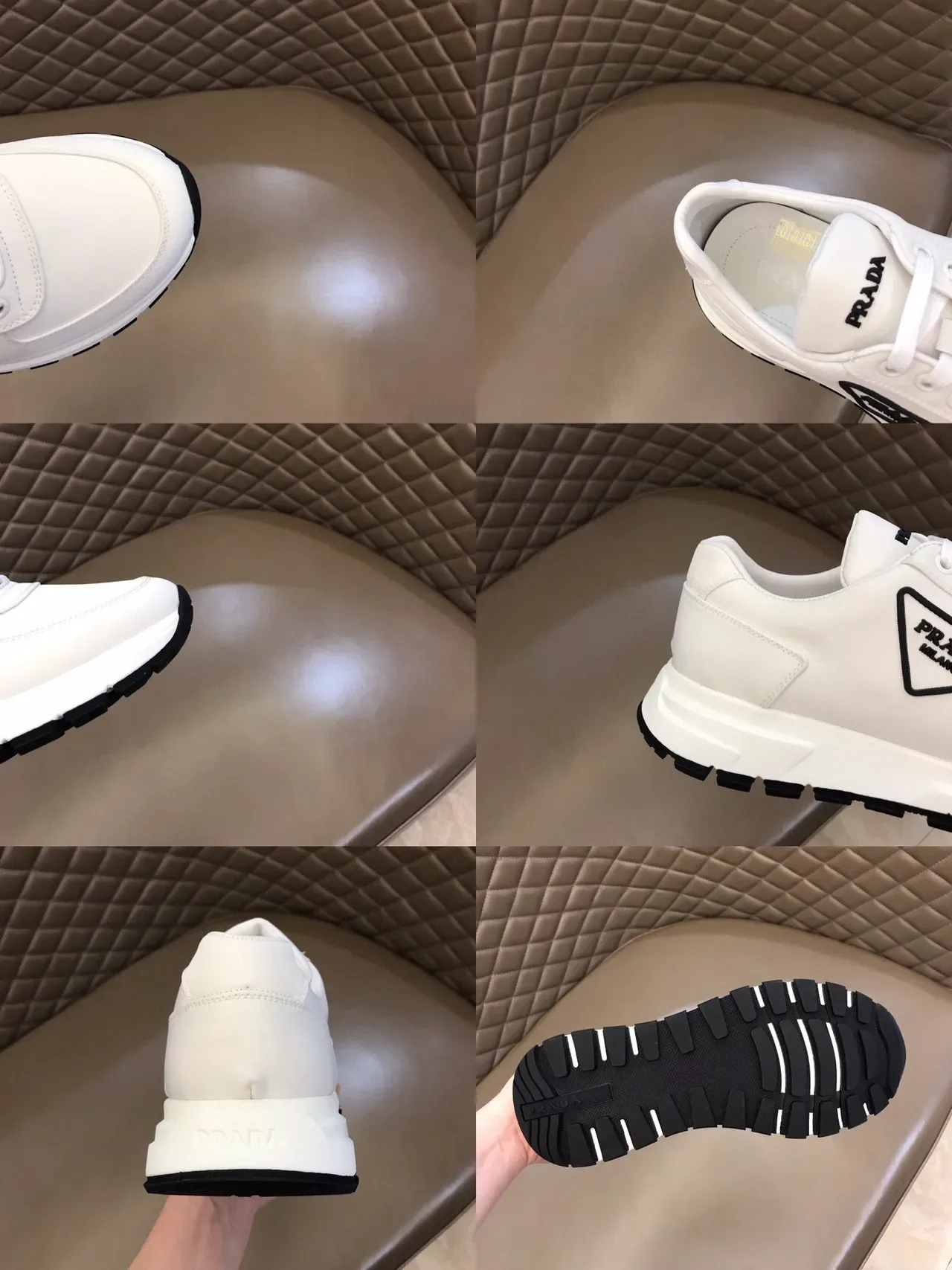 Prada Cloudbust أبيض أسود Low-Top جلد صناعي أحذية رياضية نمط حياة 2