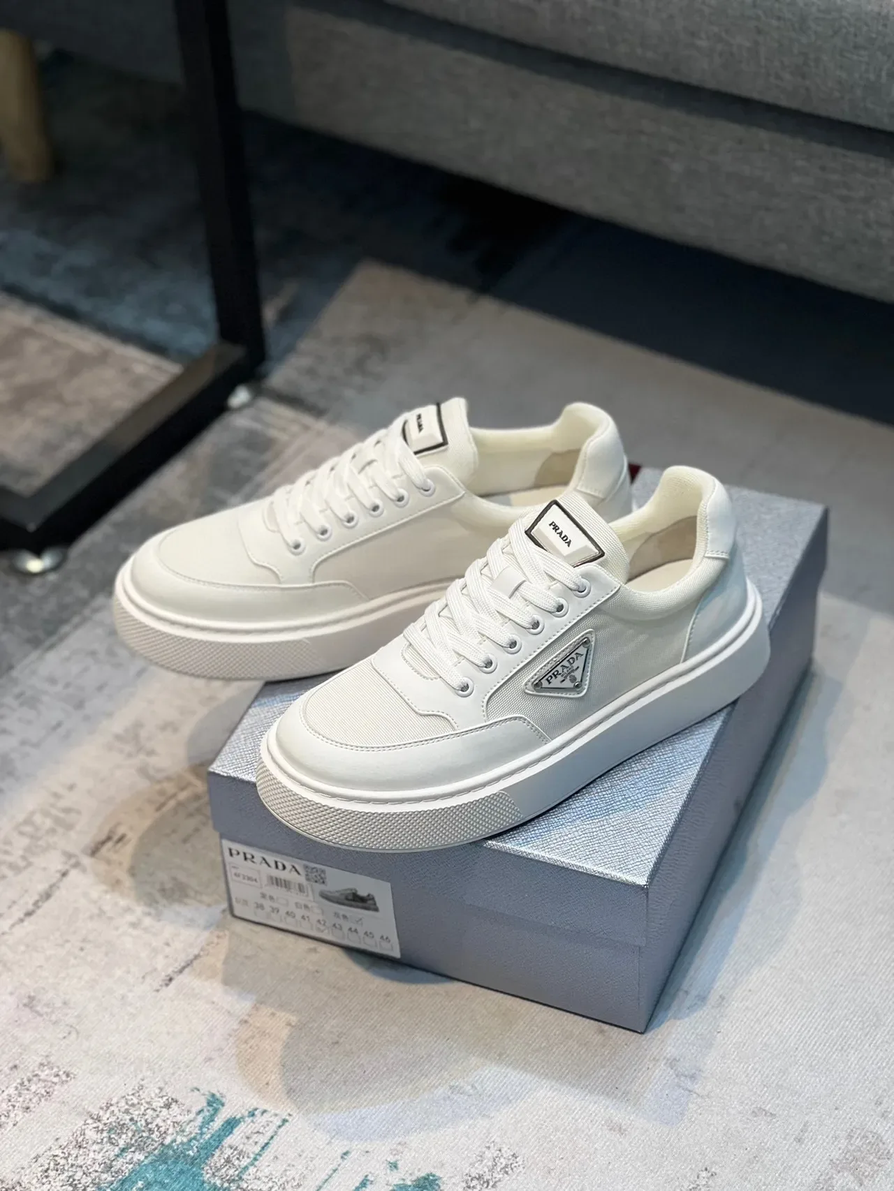 Prada Cloudbust White Gray Low-Top Platform Sole Lifestyle Sneakers 8