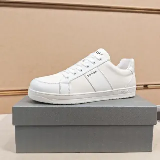 Prada Cloudbust सफेद चमड़े की उपरी सतह Minimalist Lifestyle स्नीकर्स