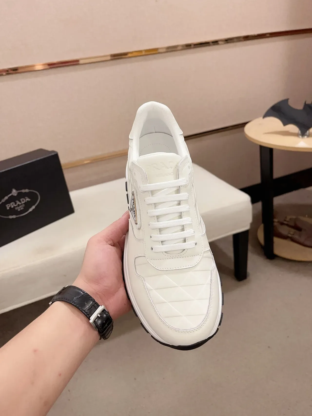 Prada Cloudbust White Quilted Leather Lifestyle Sneakers 5