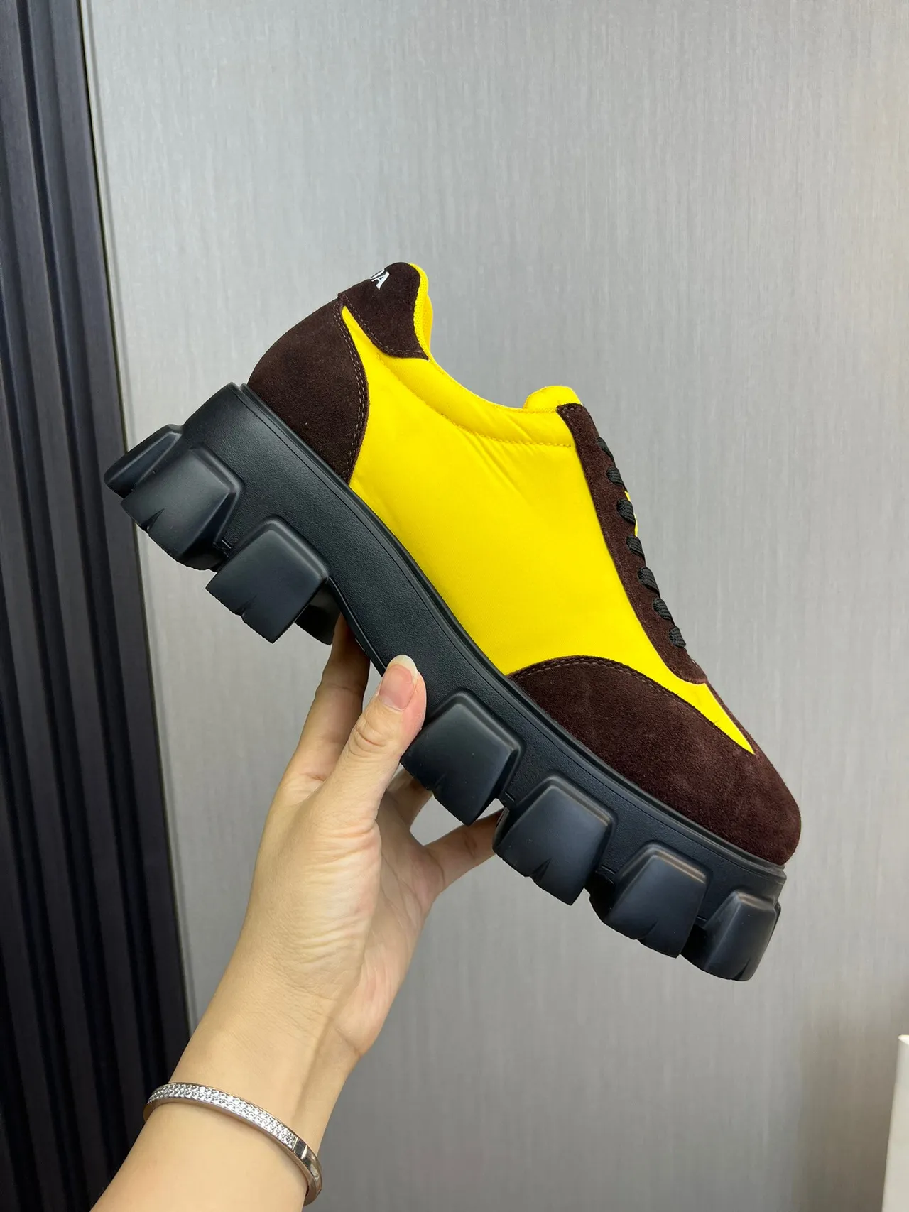 Prada Cloudbust Yellow and Brown Chunky Sneakers 6