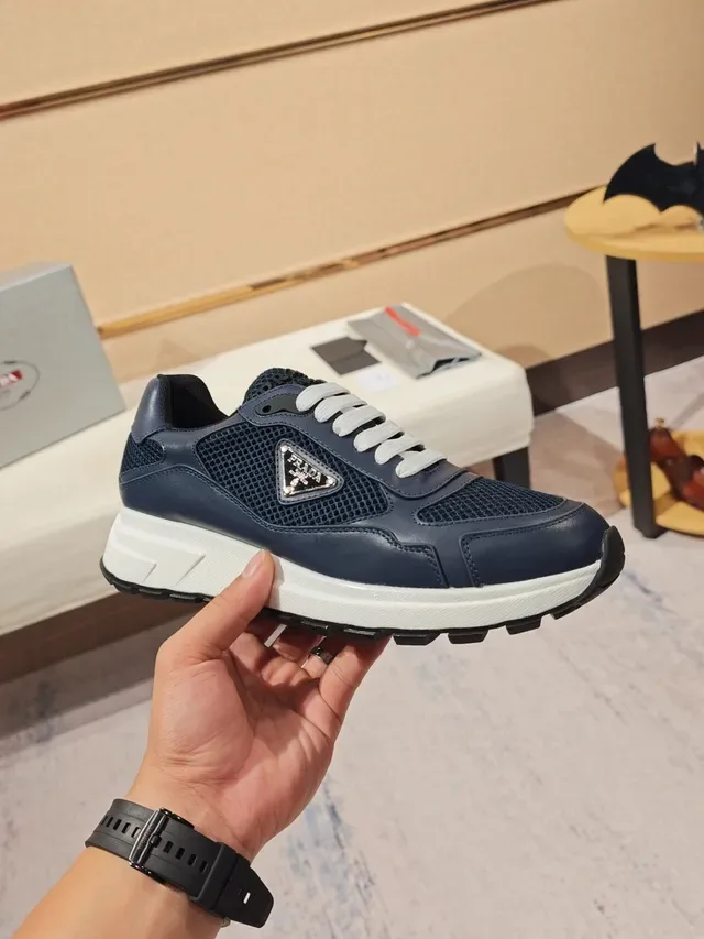Prada Re-Nylon Runner Navy Blue Leather Mesh Lifestyle Sneakers 4