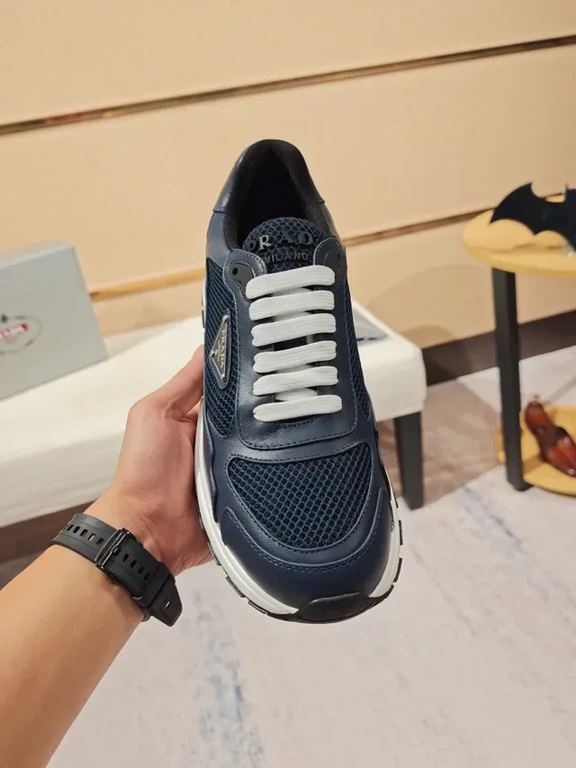 Prada Re-Nylon Runner Navy Blue Leather Mesh Lifestyle Sneakers 5