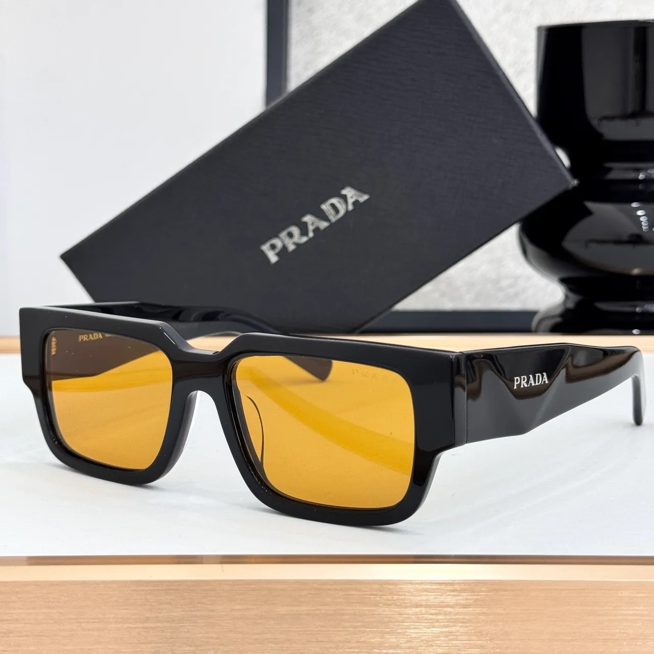 Prada Symbolé Matte Black Geometric Rectangular Sunglasses 5
