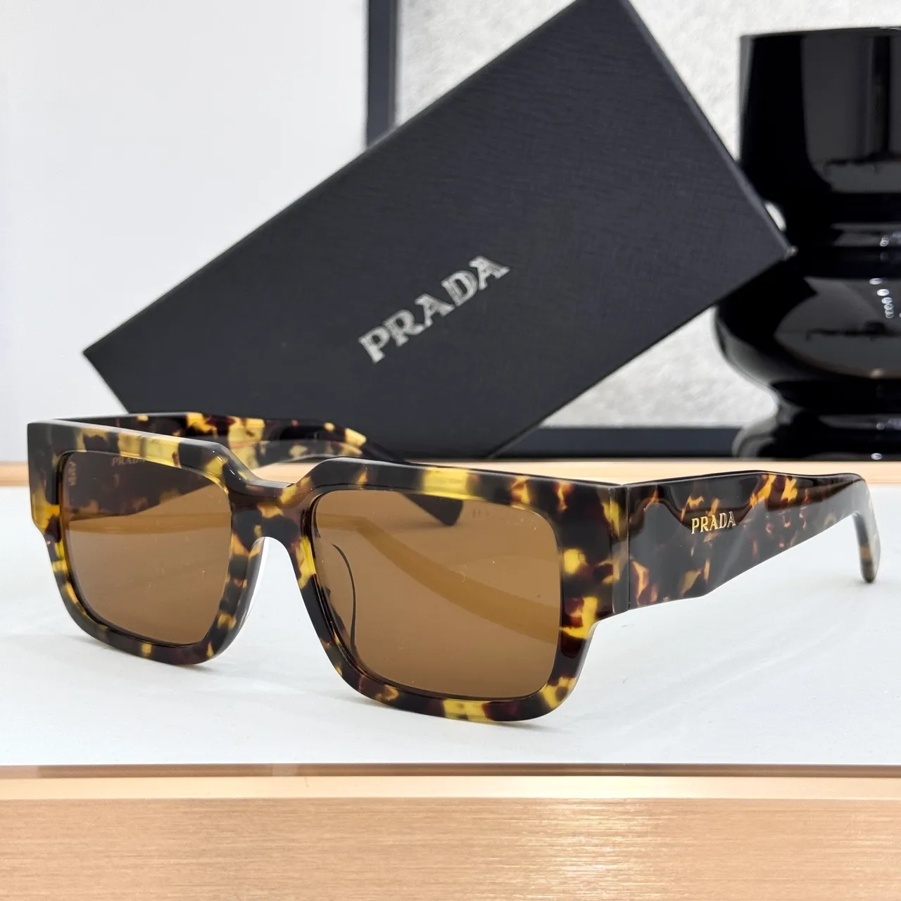 Prada Symbolé Matte Black Geometric Rectangular Sunglasses 6