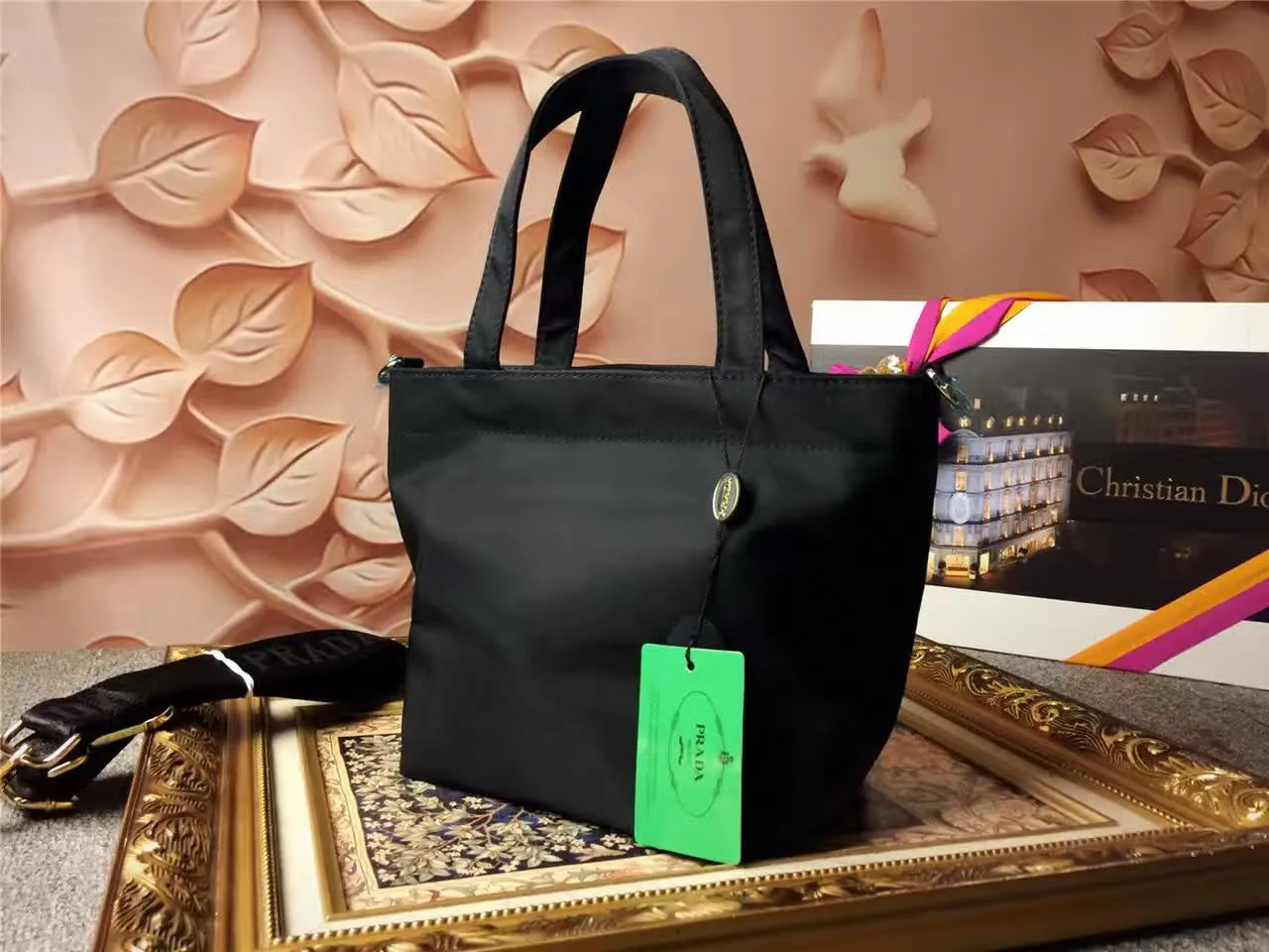 Prada Teddy Bear কালো নাইলন টোট ব্যাগ 8