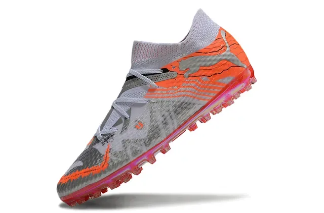 Puma Future Z नारंगी चांदी नीट कॉलर सिंथेटिक टेक्स्चर्ड ऊपरी आर्टिफिशियल ग्रास फुटबॉल जूते 3