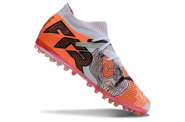 Puma Future Z नारंगी चांदी नीट कॉलर सिंथेटिक टेक्स्चर्ड ऊपरी आर्टिफिशियल ग्रास फुटबॉल जूते 7