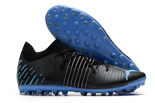 Puma Future Z Chaussures de football orange et jaune avec upper en knit, ajustement sock-fit, cage à lacets intégrée, terrain ferme 3