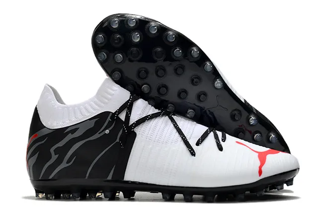 Puma Future Z Chaussures de football orange et jaune avec upper en knit, ajustement sock-fit, cage à lacets intégrée, terrain ferme 15