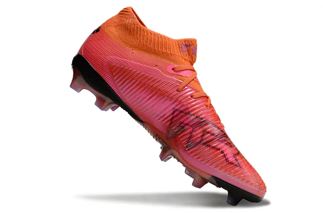 Puma Sapatos de Futebol Laranja Rosa Sock-Fit Colar Tricot Texturado Sintético Antepé Solo Firme 2