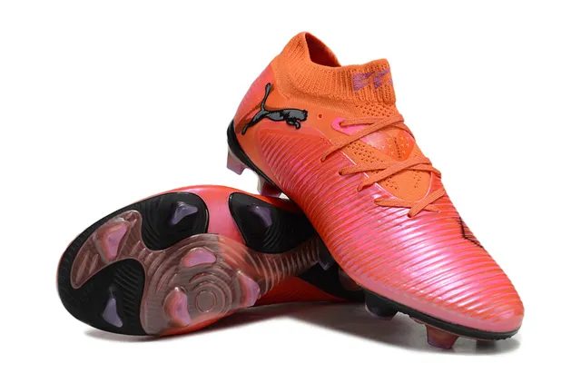 Puma Sapatos de Futebol Laranja Rosa Sock-Fit Colar Tricot Texturado Sintético Antepé Solo Firme 4