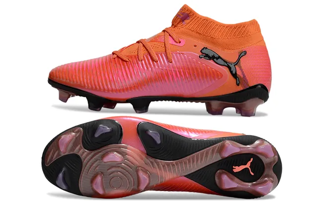 Puma Sapatos de Futebol Laranja Rosa Sock-Fit Colar Tricot Texturado Sintético Antepé Solo Firme 6