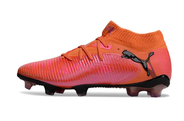 Puma Sapatos de Futebol Laranja Rosa Sock-Fit Colar Tricot Texturado Sintético Antepé Solo Firme 7