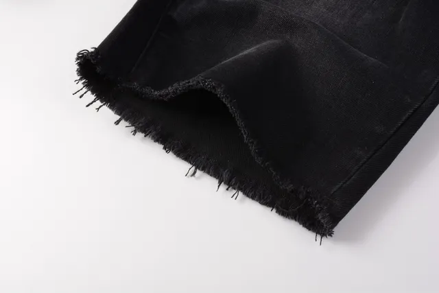 Purple Brand Shorts de denim negro lavado desgastado 3