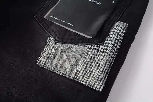 Purple Brand Shorts de denim negro lavado desgastado 4