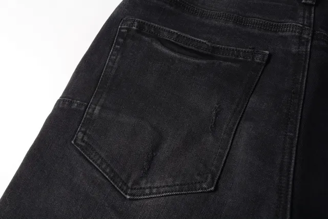 Purple Brand Shorts de denim negro lavado desgastado 5