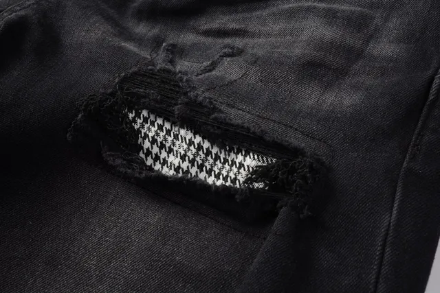 Purple Brand Shorts de denim negro lavado desgastado 9