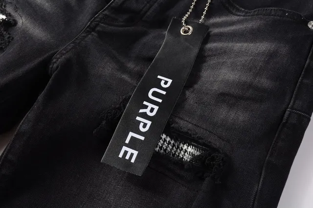 Purple Brand Shorts de denim negro lavado desgastado 10