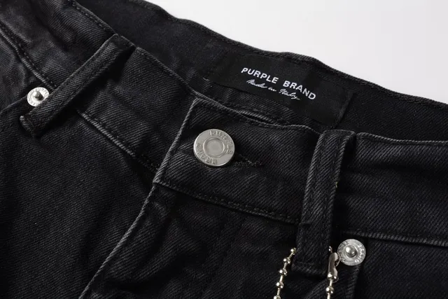 Purple Brand Shorts de denim negro lavado desgastado 11