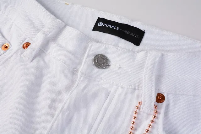 Purple Brand بناطيل جينز ممزقة ضيقة البنة أبيض أصفر 15