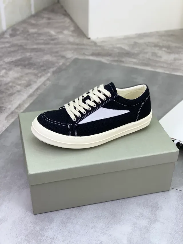Rick Owens Geobasket 黑色和米色帆布生活方式运动鞋 5
