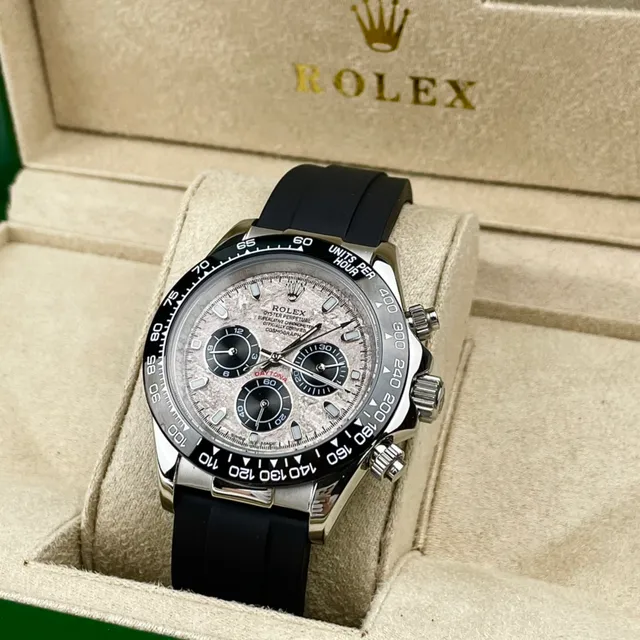 Rolex Cosmograph Daytona मेटियोराइट डायल काली रबर पट्टी यांत्रिक घड़ी 3
