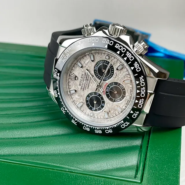 Rolex Cosmograph Daytona मेटियोराइट डायल काली रबर पट्टी यांत्रिक घड़ी 4