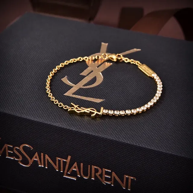 Saint Laurent Monogram 水晶 金色 手链 2
