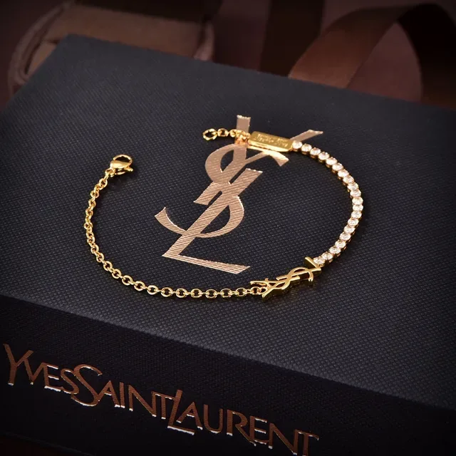 Saint Laurent Monogram 水晶 金色 手链 3