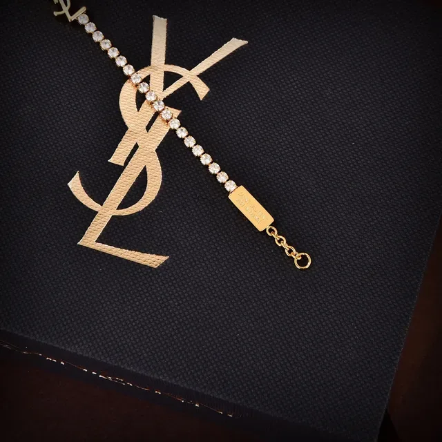 Saint Laurent Monogram 水晶 金色 手链 4