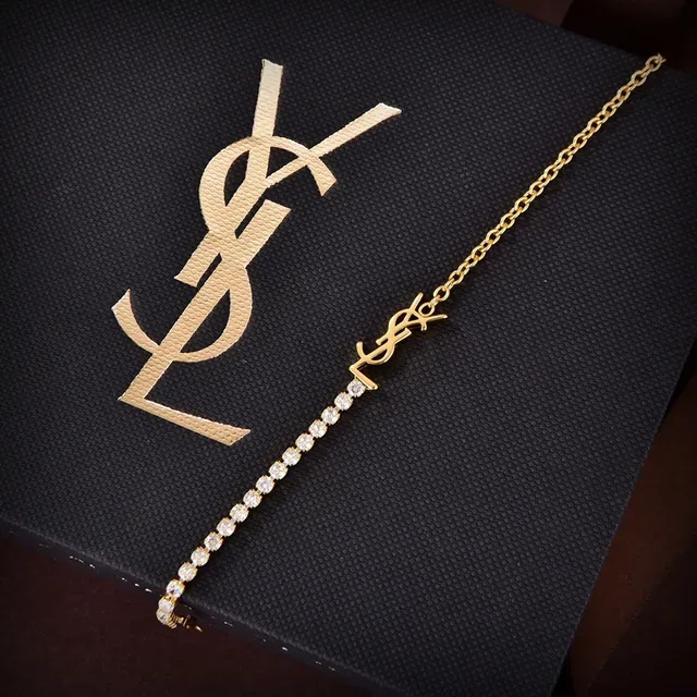 Saint Laurent Monogram 水晶 金色 手链 5