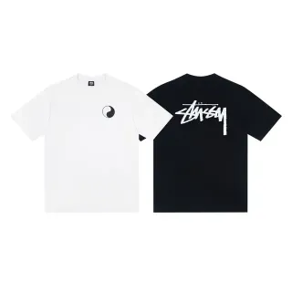 Stussy Stock Logo यिन-यांग ग्राफिक टी-शर्ट