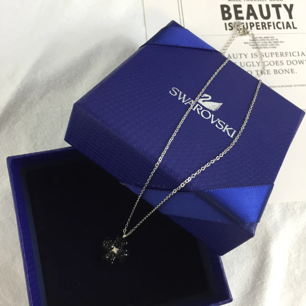 Swarovski Trébol de la Suerte Collar de Cristal Negro 5